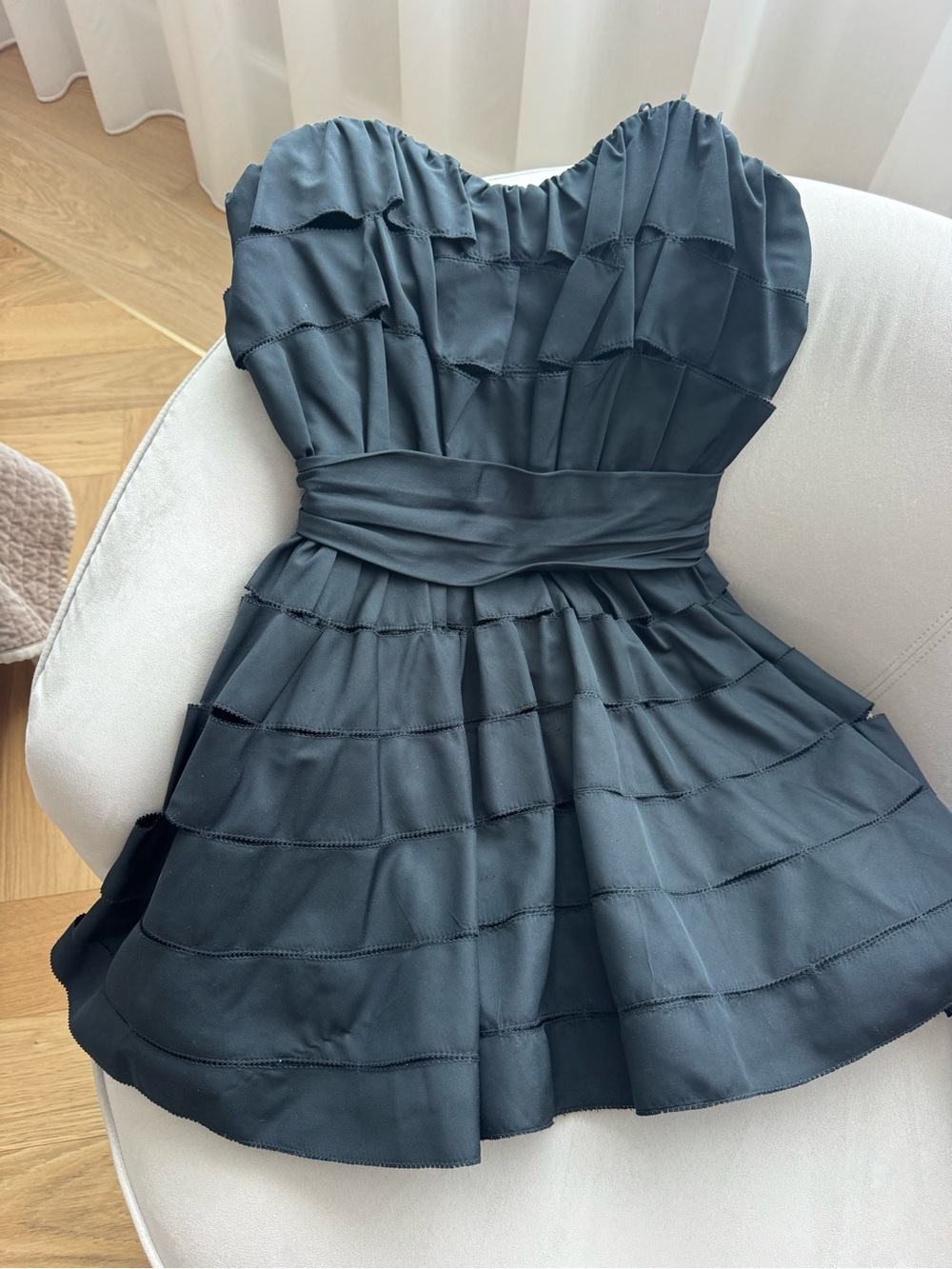 Roberto Cavalli Black Silk Ruffle Mini Dress IT 38 US 2